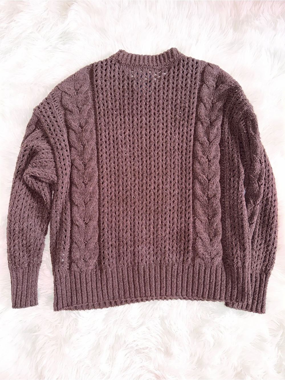 Abercrombie & Fitch Chocolate Cable Knit Crewneck Sweater - Picture 12 of 13